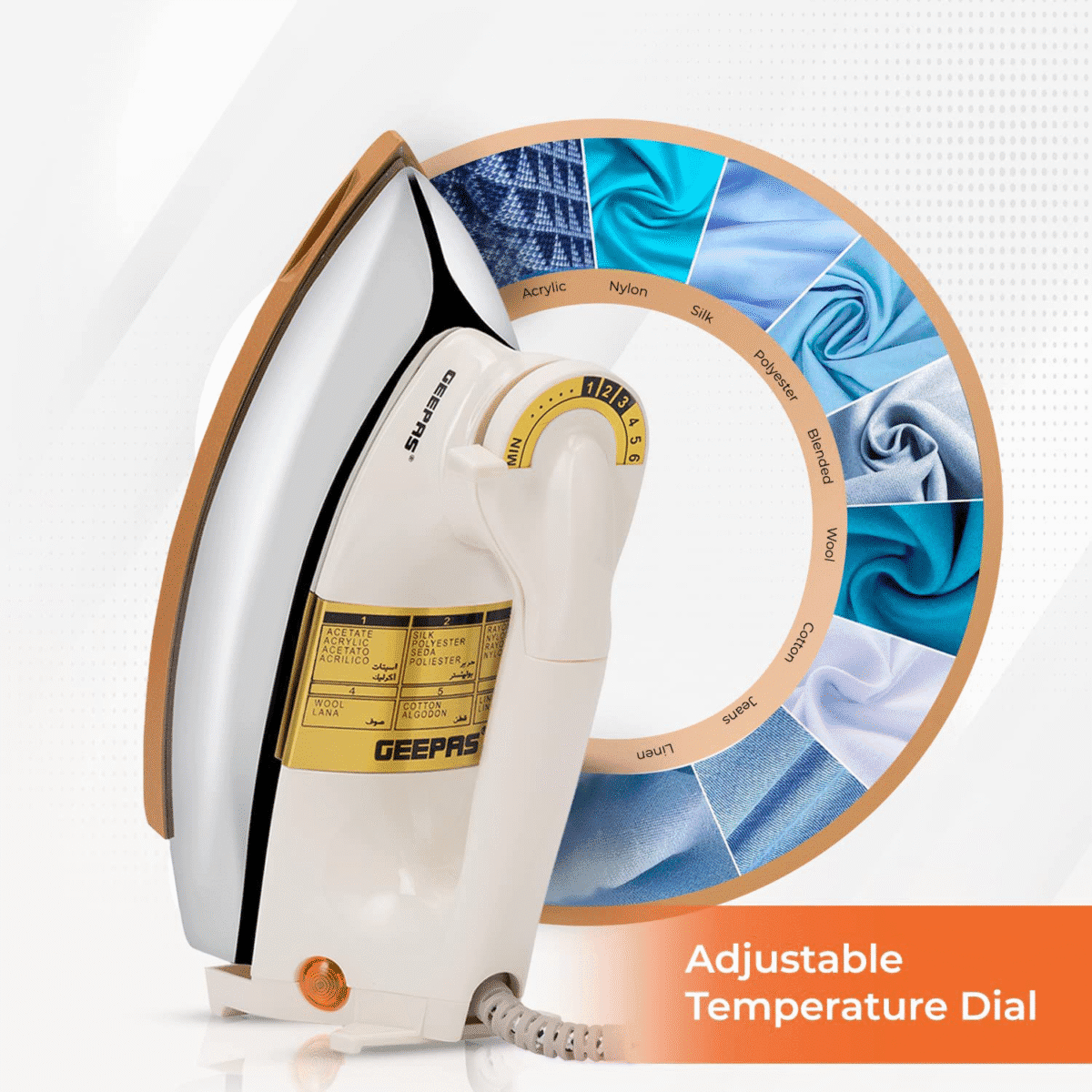 ⁦كوايه جافة جيباس , تفلون , 1200وات , ابيض - (GDI23011)⁩ - الصورة ⁦3⁩