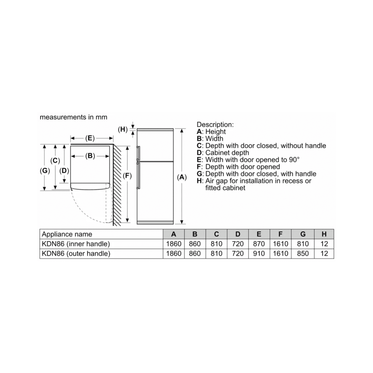 (KDN86AW41B) - ثلاجة بوش, 22.5 قدم,مكعب ,632 لتر, 2 باب , ابيض - Image 4