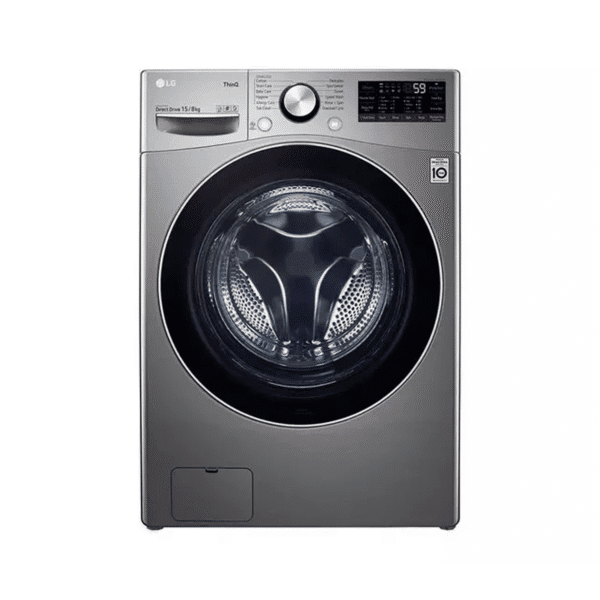 غسالة فول اوتومايك ال جي, غسيل 15كجم + تنشيف 8كجم , انفرتر , بخار , غسيل تربو , فضي - (WS1508XMT)