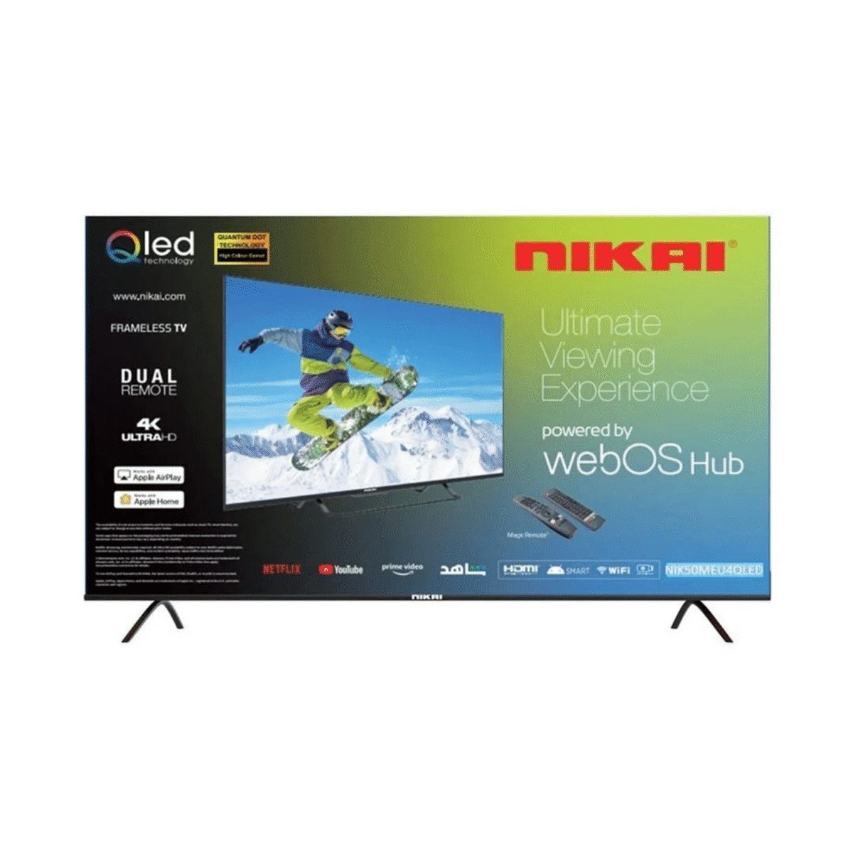 ⁦(NIK70MEU4QLED) - شاشة نيكاي 70بوصة كيوليد , ويب او اس , سمارت , تصميم إطار نحيف , 2يو اس بي , 3 اتش دي ام اي⁩ - الصورة ⁦1⁩