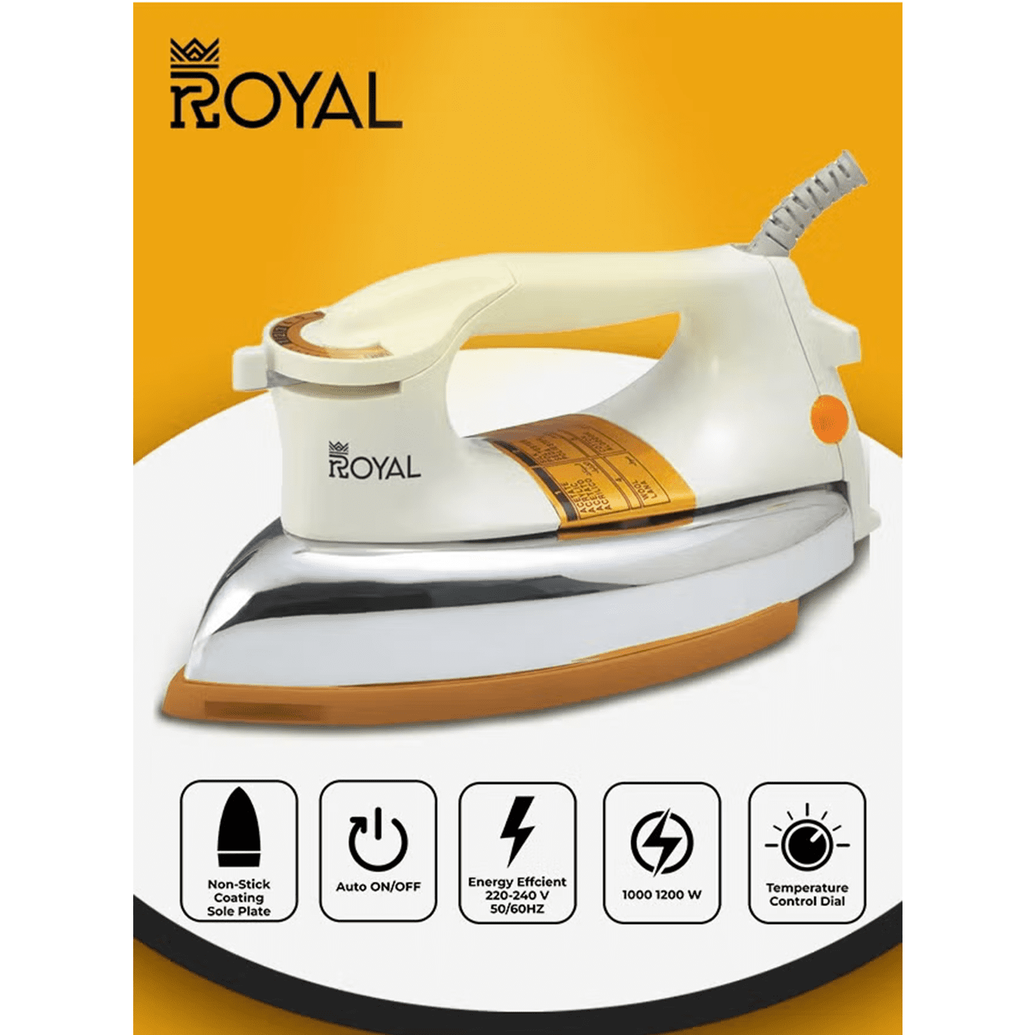royal-dry-iron-heavy-weight-1200w-white-ra-hwi007.png كوايه جافة رويال , ثقيلة الوزن, 1200وات , ابيض - (RA-HWI007) - الصورة 1