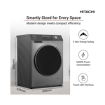 غسالة فول اوتومايك هيتاشى , تحميل امامي , 16 برنامج , 10.5 كجم غسيل ,7 كجم تجفيف, فضي- (‎‎BD-D1054HVOW) - Image 2