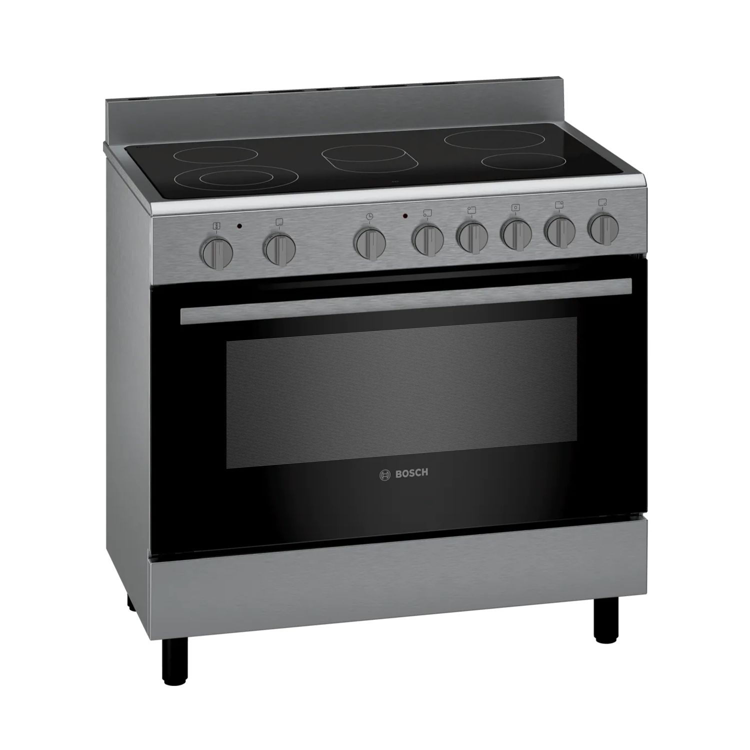 فرن غاز بوش كهرباء سيراميك,5عيون,90*60 سم,9 برامج ,ستيل - (HKJ190859M)