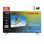 (NIK65MEU4QLED) شاشة نيكاي كيوليد 65بوصة الترا (ويب او اس) , سمارت , تصميم إطار نحيف , 2يو اس بي , 3 اتش دي ام اي