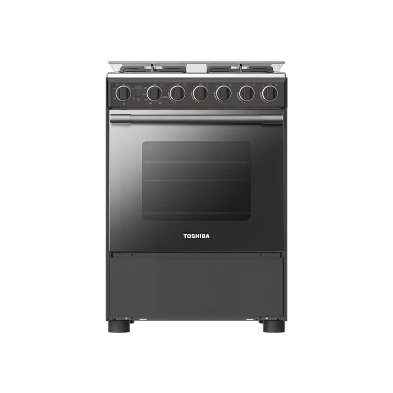 فرن غاز توشيبا , 4 عيون , 57*60 سم , امان كامل , رمادي - (RLA1-60MG5GE(GMR)-SA)