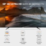 ⁦(NPROG60QLED) شاشة نيكاي كيوليد 58بوصة الترا (جوجل تي في) , سمارت , تصميم إطار نحيف , 1يو اس بي , 2 اتش دي ام اي⁩ - الصورة ⁦8⁩