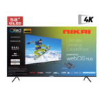(NIK60MEU4QLED) - شاشة نيكاي كيوليد 58بوصة الترا (ويب او اس) , سمارت , تصميم إطار نحيف , 2يو اس بي , 3 اتش دي ام اي